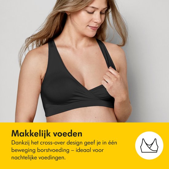 Medela Keep Cool Sleep bh - Naadloze slaapbh - Zwangerschapsbh - Voedingsbh met 2 ademende zones - Soft Touchmateriaal - Wit - Maat L