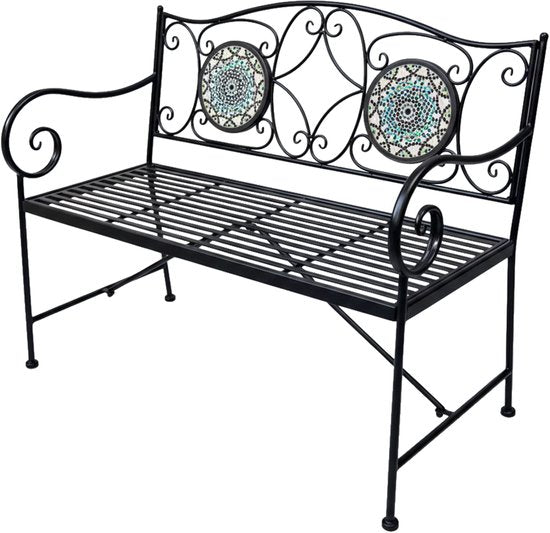 AXI Margot Mozaïek Tuinbank Multikleur – Metalen Tuinbank – 107 x 54 x 92 cm – Tuinbank voor 2 Personen - Mozaïeklook – Ingelegd met keramische tegels – Voor tuin, terras en balkon