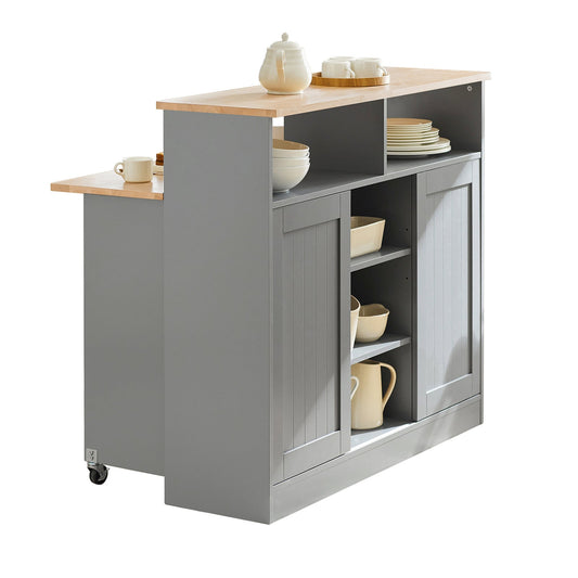 SoBuy FSB36-HG Opbergkast met Schuifdeuren en Uitschuifbaar Werkblad – 110x68x97 cm – Lichtgrijs