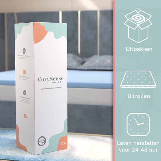 CozySense® Basic Topper 140x200 - Topmatras - Topdekmatras - Gel Traagschuim Opencell Structuur - CertiPUR® - Medium Hardheid - 6 cm