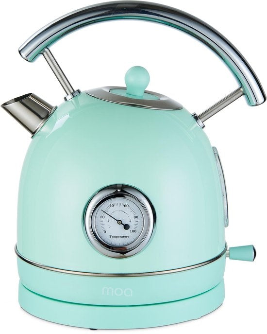 MOA Waterkoker Retro - 1.8L - RVS - BPA vrij - 2200W - 21.30x21.40x28.60 cm - Pastel Groen