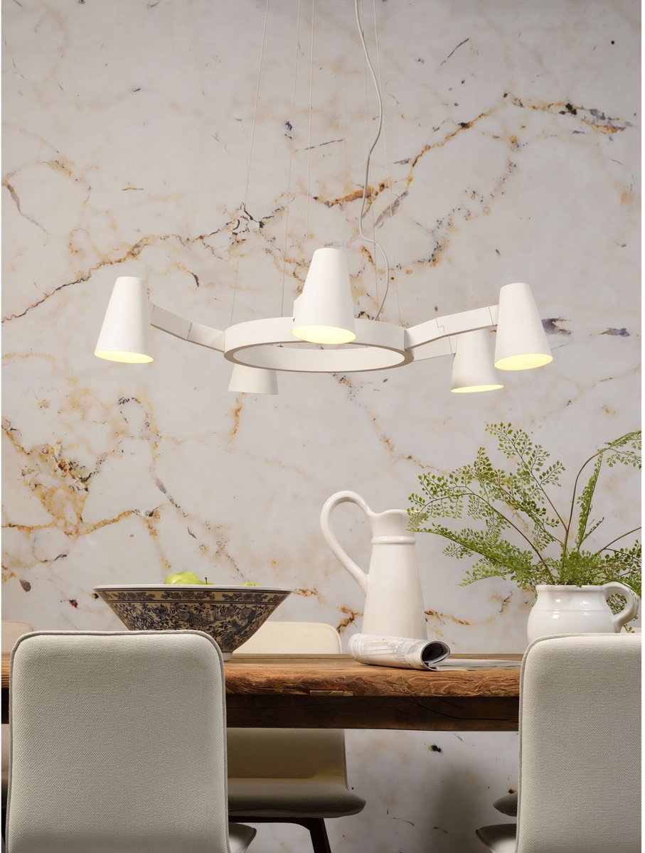 it's about RoMi Hanglamp Biarritz – Wit – Ø100 cm – 5-lichts – Moderne draaibare kroonluchter