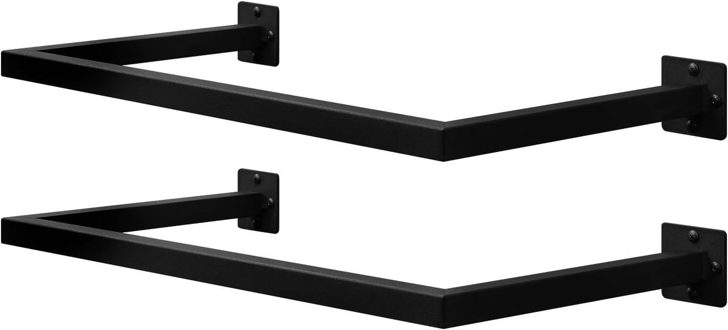 eSituro Wandkledingrek Zwart – Industrieel Kledingrek voor aan de Muur - 50 kg - 64 x 6,5 x 30 cm