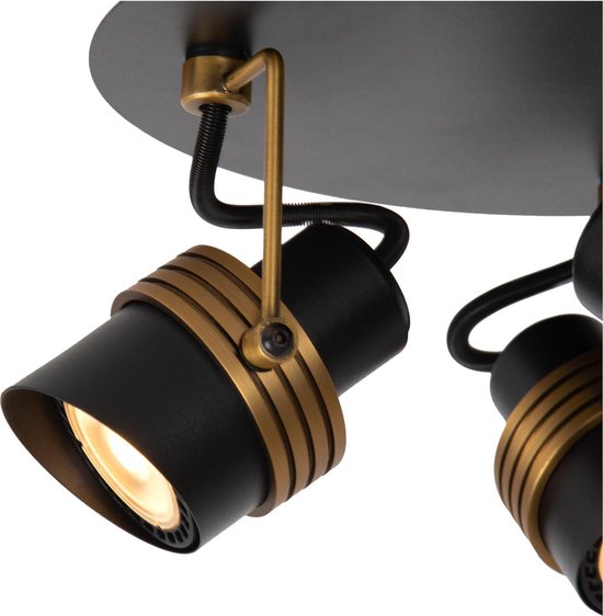 Lucide TUNDRAN - Plafondspot (Plafondlamp) - Ø 21 cm - 3xGU10 - Zwart