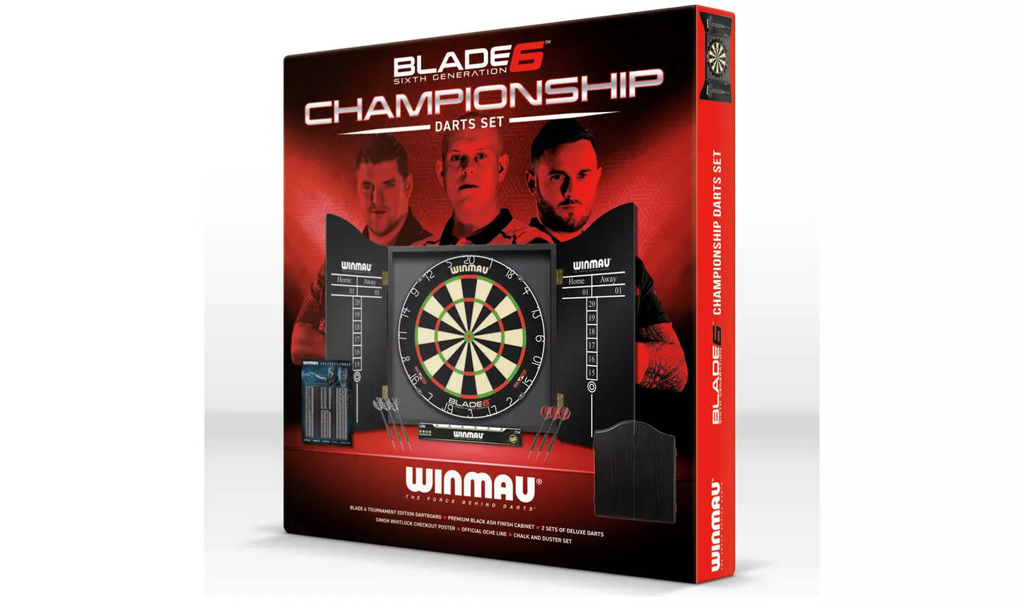 Winmau Blade 6 dartset met opbergkast – Zwart – 60×54×8 cm