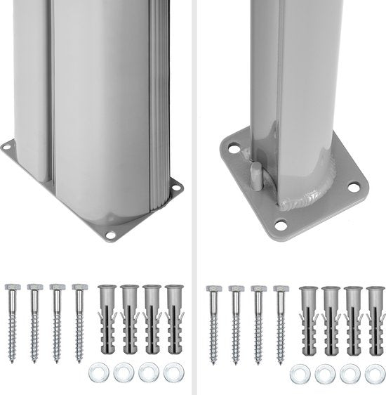 tectake® - Aluminium windscherm uitschuifbaar uitrolbaar zijluifel terrasscherm privacyscherm - dubbel - 200 x 600 cm - grijs - 402337