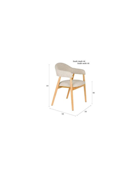 vanHarte Indy Eetkamerstoel met Armleuningen – Eikenhouten Poten – Polyester Bekleding