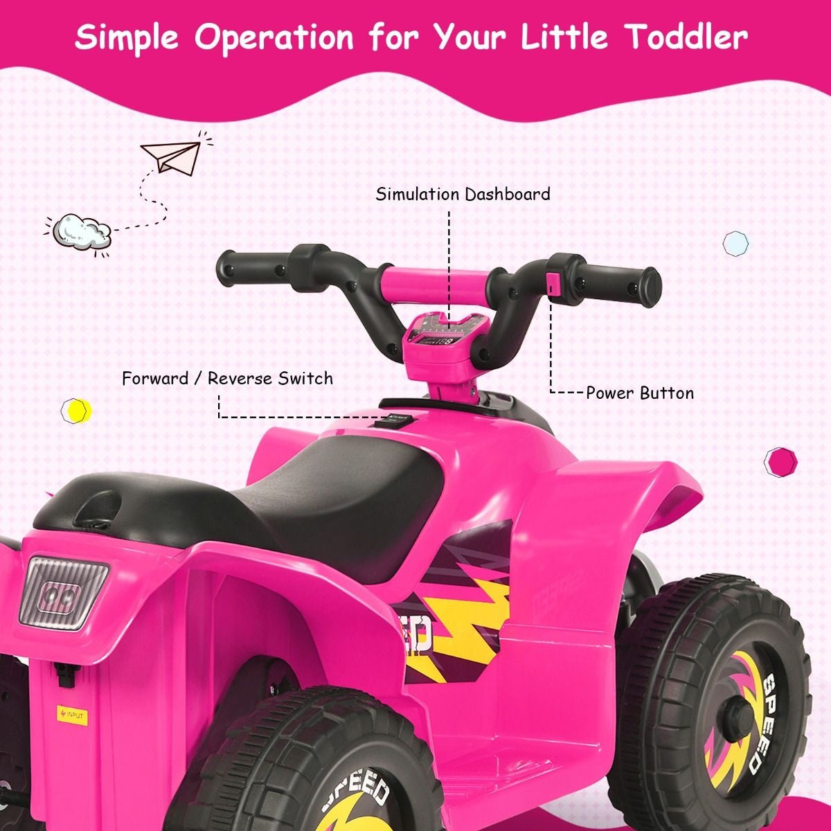 Coast Stroller Mini Electroquad 6 V Battery-Operated Quad 2,8-4,6 km / u Pink Pink