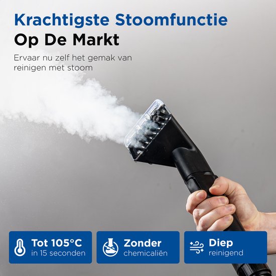 Qclean® Tapijtreiniger GO+ 1800W - All-in-1 Stoomreiniger & Vlekkenreiniger - Voor Tapijt, Meubels, Keuken & Badkamer - Zelfreinigend - Zetelreiniger - Bank reiniger- Reinigingsmachine - Waterstofzuiger - Incl. Schoonmaakmiddel