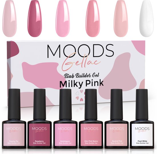Moods Gellac BIAB - Builder in a Bottle – BIAB Nagel Builder Gel - Milky Pink - HEMA & TPO Vrij