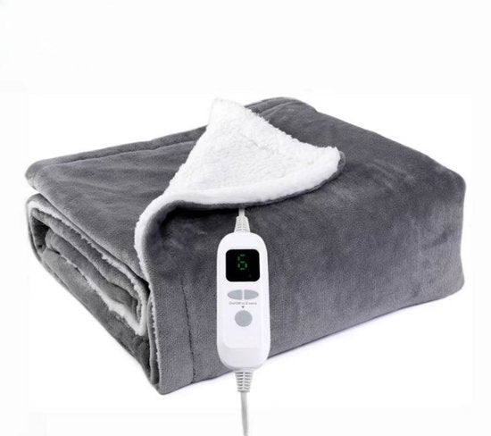 Elektrische verwarmde deken - Warmtedeken van flanel - 180 x 140 cm - 40 tot 60 °C - 9 warmtestanden - Automatische uitschakeling