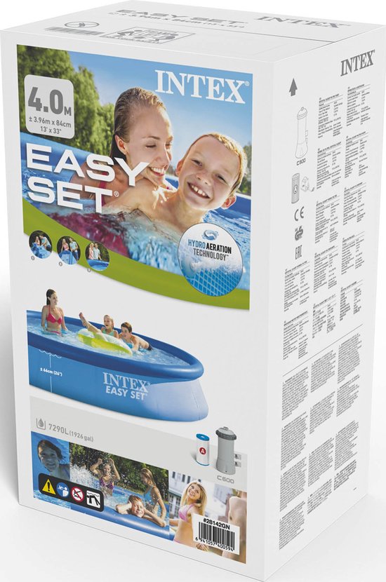 Intex Easy Set Opblaaszwembad Set - Ø 396 x 84 cm met filterpomp