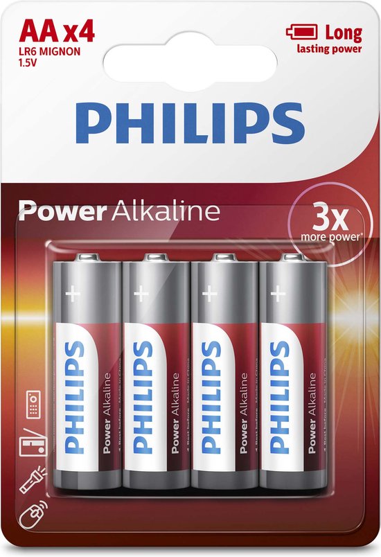 Philips Power Alkaline - AA Batterijen - 4 stuks