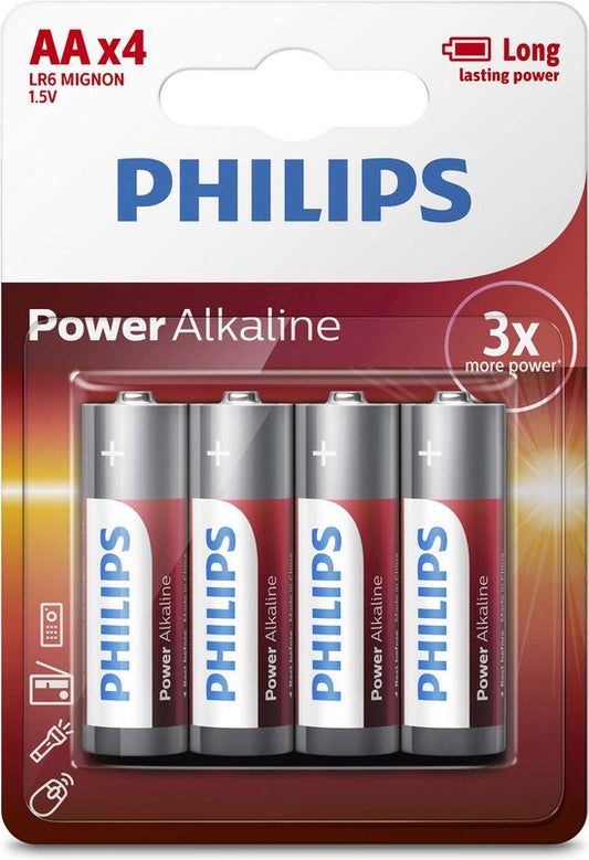 Philips Power Alkaline - AA Batterijen - 4 stuks