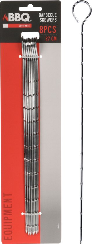Barbecue Spiesen - 8x - Metaal - 27,5 cm - Rond Handvat - BBQ Accessoires