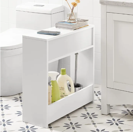 SoBuy Toiletkast met toiletrolhouder - 60x20x55 cm - Max. 20KG - Wit