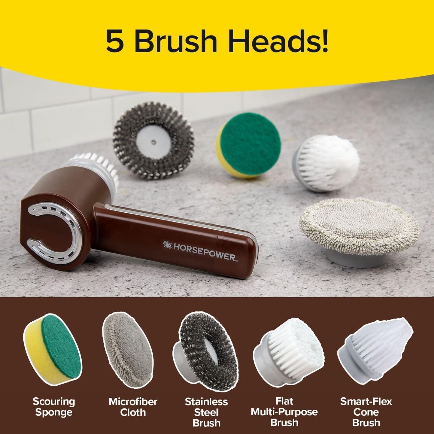 Horsepower Vervangingsset Spin Scrubber 5-delig - Sponzen Borstels en Schuurpads