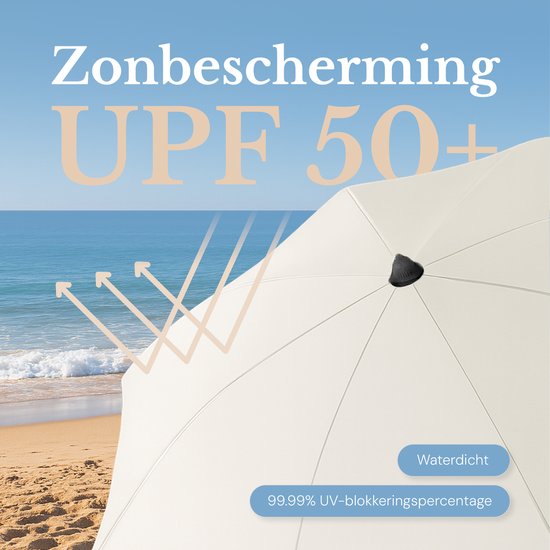 O’DADDY® Parasol Set – Kantelbaar & Verstelbaar – Waterdicht – UV-Bestendig – Met Grondboor & Draagtas – Strand, Tuin & Balkon – 180 cm – Beige