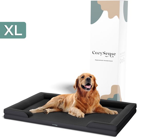 CozySense® Orthopedische Hondenmand 100x70 cm - Maat XL - Waterdicht Hondenbed met Wasbare Hoes - Geschikt Als Benchkussen - Zwart