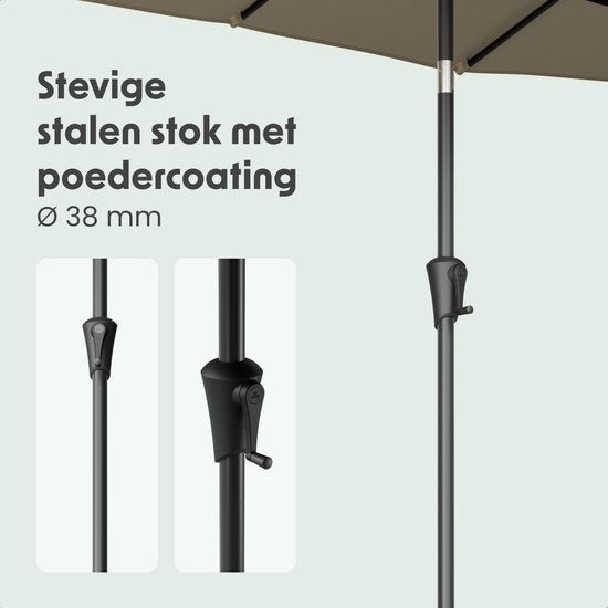 LifeGoods Dubbele Parasol - Tuin - 160x300cm - tot 8 Personen - Waterdicht - UPF50+ - Taupe