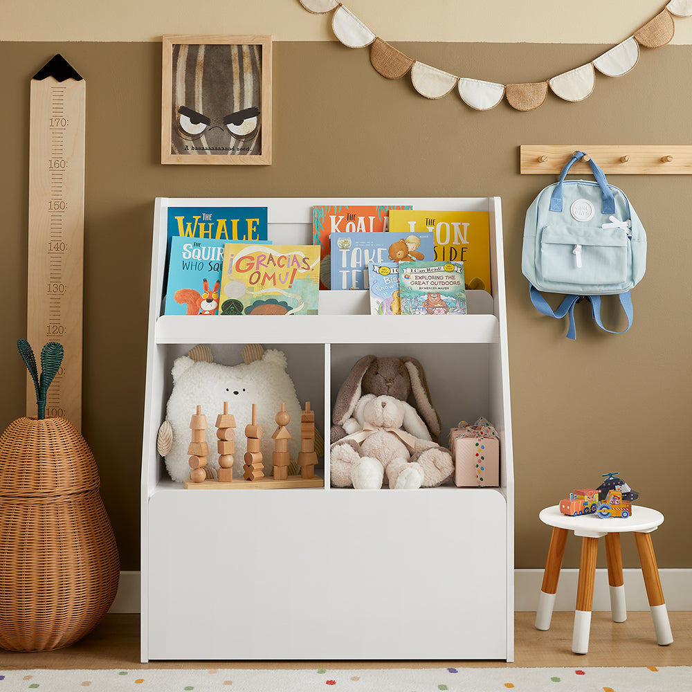 SoBuy Kinderboekenkast met opbergvakken - Max. 60 kg - 80 x 40 x 100 cm - Wit