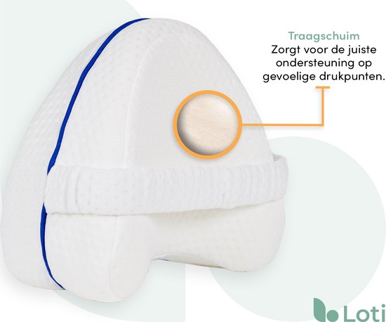 Loti Kniekussen Voor In Bed – Orthopedisch Kniekussen Met Band – Ergonomisch Beenkussen – Houding Correctie – Zijslaapkussen – Traagschuim – Zijslaper – Kussen Voor Benen – Hartvorm – Dust