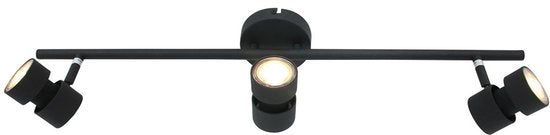 Spot Natasja 7903ZW zwart 3-lichts dimbaar GU10 plafondlamp met metalen en kunststof constructie, modern design, 68 cm breed – Steinhauer