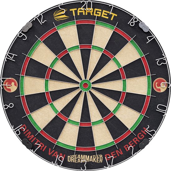 Target Darts Dartbord Set - Competitie Standaard Dartbord met 6 Messing Dartpijlen 17g - Afrikaans Sisal - Ultradun Draadsysteem - Werplijn en Muurbevestiging Inclusief