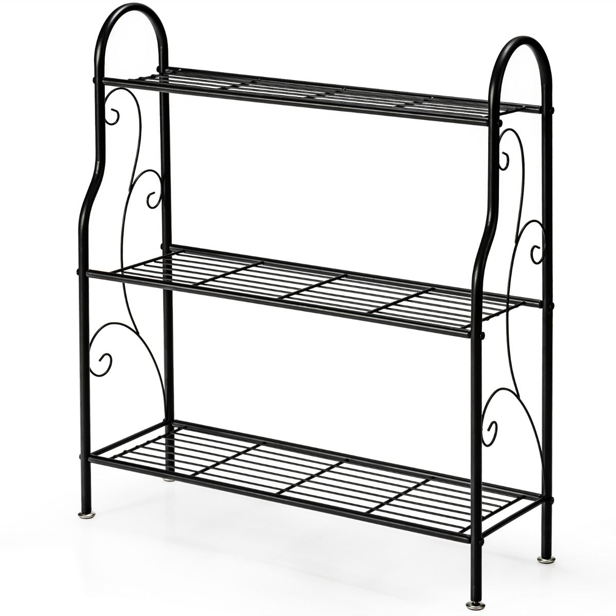 Coast Metalen Plantenstandaard - 3 niveaus - Multifunctionele opbergplank - Zwart 72 x 25 x 85 cm