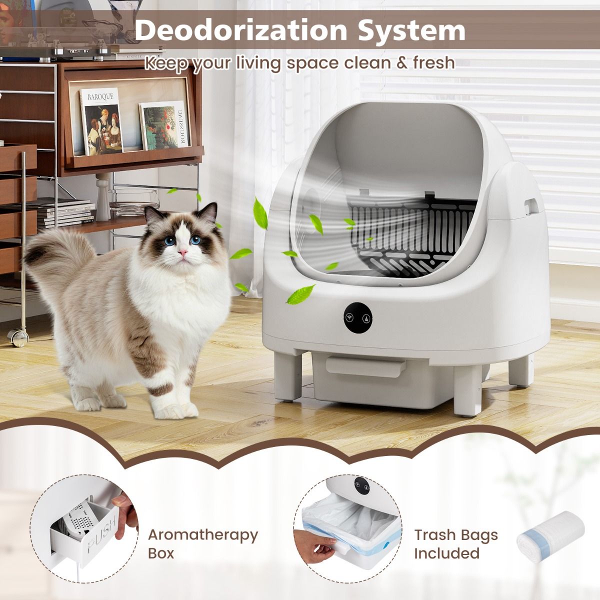 Coast Automatische Zelfreinigende Kattenbak - App-bediening - Veiligheidssensoren - Wit