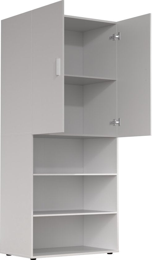 Kledingkast - opbergkast - legplanken - 80 cm breed - wit