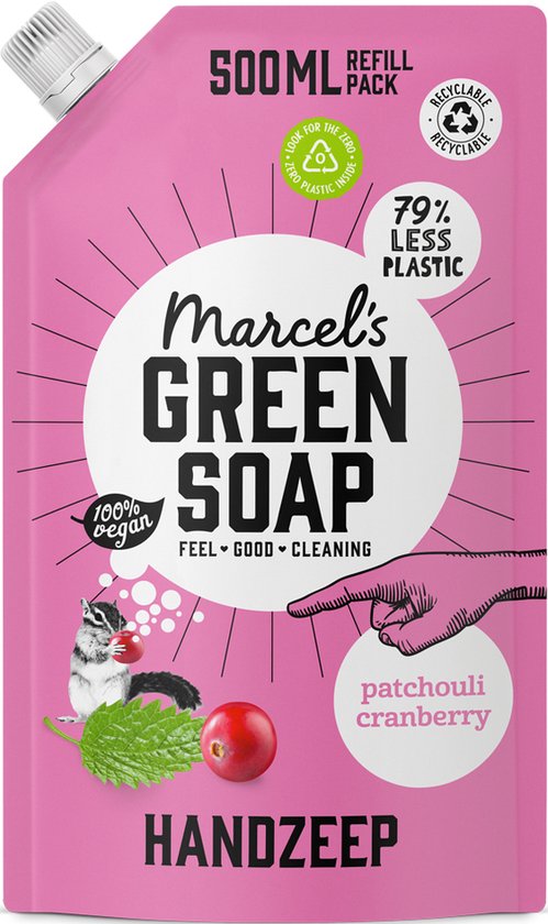 Marcel's Green Soap Handzeep Navulling - Patchouli & Cranberry - 6 x 500ml