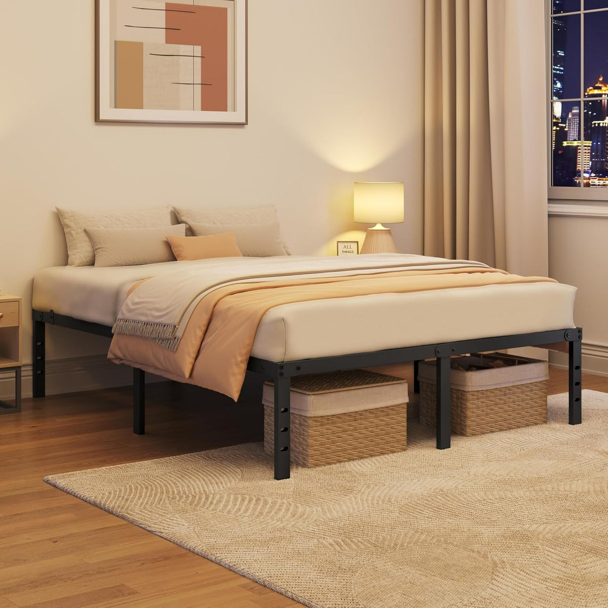 Yaheetech bedframe van metaal - Inclusief lattenbodem - 160 x 200 cm - Zwart