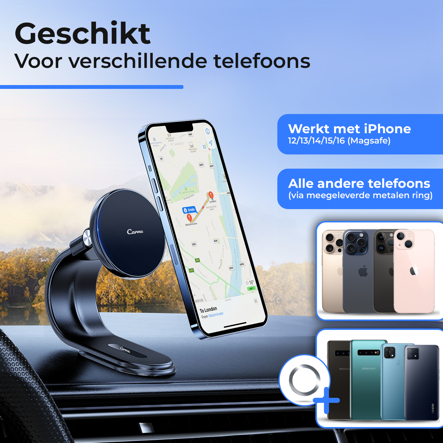 Carme MagSafe Telefoonhouder - Zwart