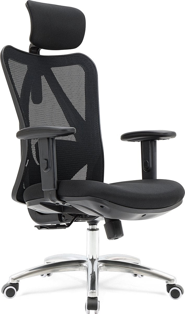 LifeGoods Ergonomische Bureaustoel - Office Chair - Volwassenen - Verstelbaar - Hoofdsteun - Zwart/Chroom