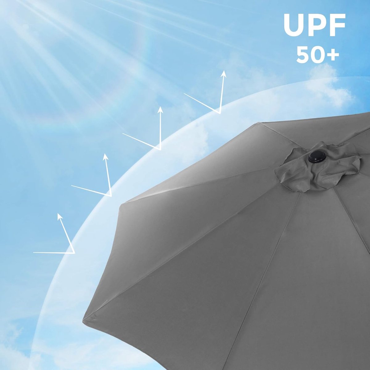 Songmics Tuinparasol 290 cm - Grijs - UPF 50+ - Kantelbaar
