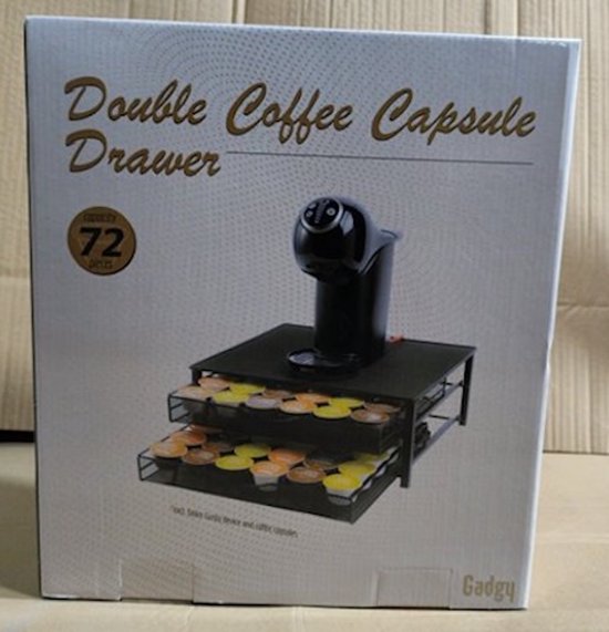 Gadgy Dolce Gusto Capsulehouders 2 Lades - Capsulehouder met lade - Koffie Cuphouder 72 capsules - Padhouder - RVS - Zwart - Antislip & Trilling Dempend