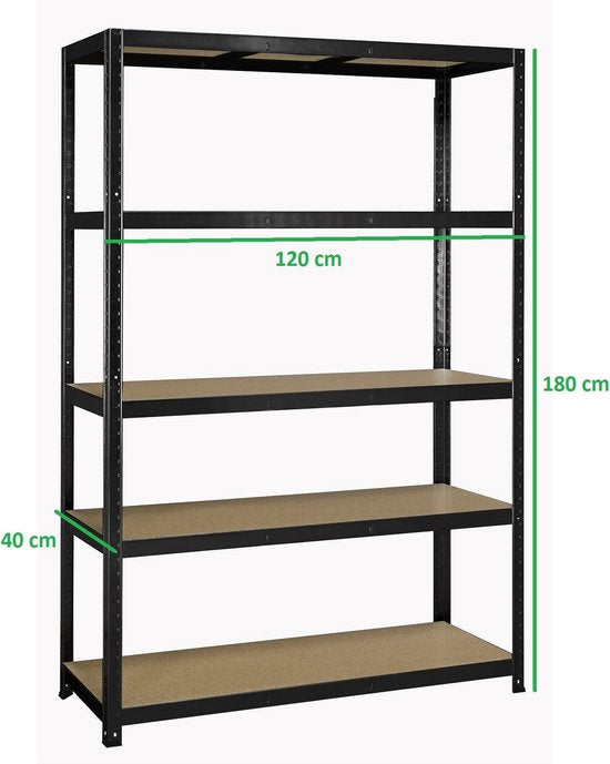 ERRO Opbergrek XL - 120 cm breed - 875 kg draagkracht - Monteren zonder schroeven - Zwart