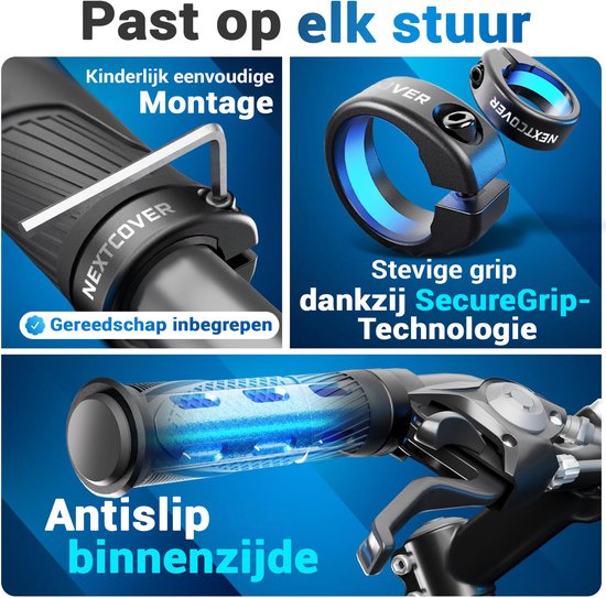 Nextcover Fietshandvatten - Comfort Grip - Ergonomisch - Universeel - Zwart