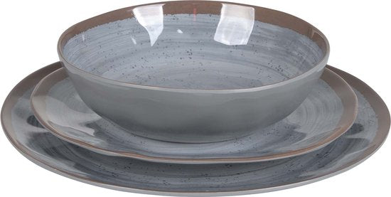 Bo-Camp - Servies - Halo - 12 Stuks - Grijs