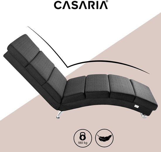 Casaria Relaxfauteuil London - Ligstoel Lounge Verchroomd - Antraciet