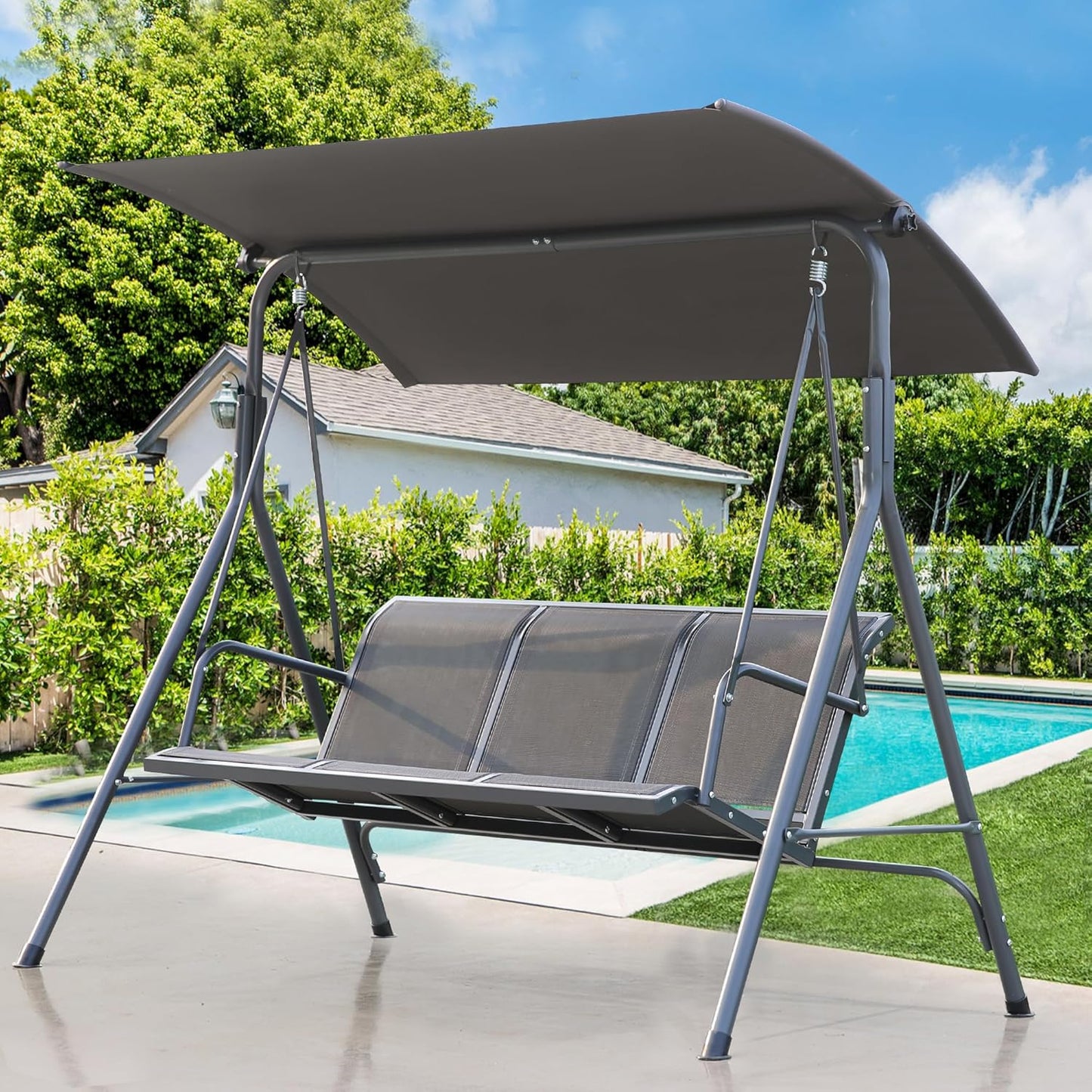 Angel Living Tuinschommel - 3 Zitplaatsen - Dak - Teslin-stoel - 170x110x152 cm - Teslin