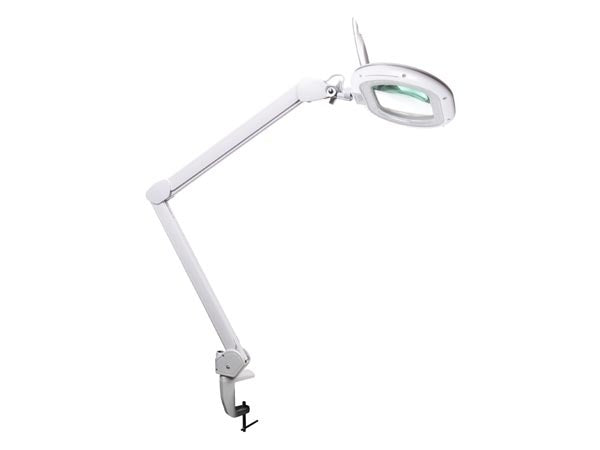 Velleman Ledloeplamp met klem, zwenkarm, aan/uit-schakelaar en dimfunctie, 60 leds, vergroting 2.25x, voor kinderen, volwassenen, senioren, lezen, diamond painting, hobby, werken, wit