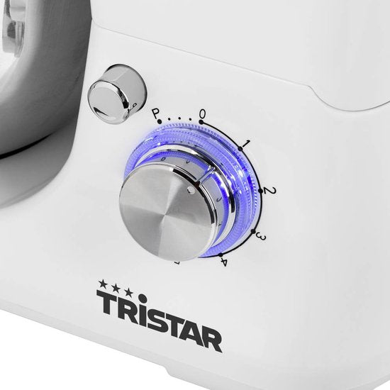 Tristar Keukenmachine MX-4817 - Keukenmixer met mengkom 5 Liter - Inclusief 3 deeghaken - Keukenrobot - 6 Programma's - Vaatwasbestendig - 1200 watt - Wit