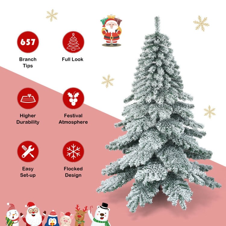 Coast - Kunstkerstboom - Met Sneeuwvlokken - Groen + Wit - 180 cm