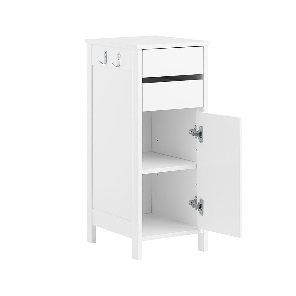 SoBuy FWT108-W Smalle Opbergkast 40x30x76 cm – Wit – Met 2 Lades en 1 Deur