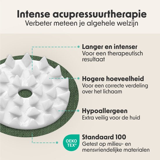 LifeGoods Acupressuur Mat Eco - met Kussen - Shakti mat - Spijkermat Incl. 2x Triggerpoint Bal en Draagtas - 72x43x2cm - Groen/Wit
