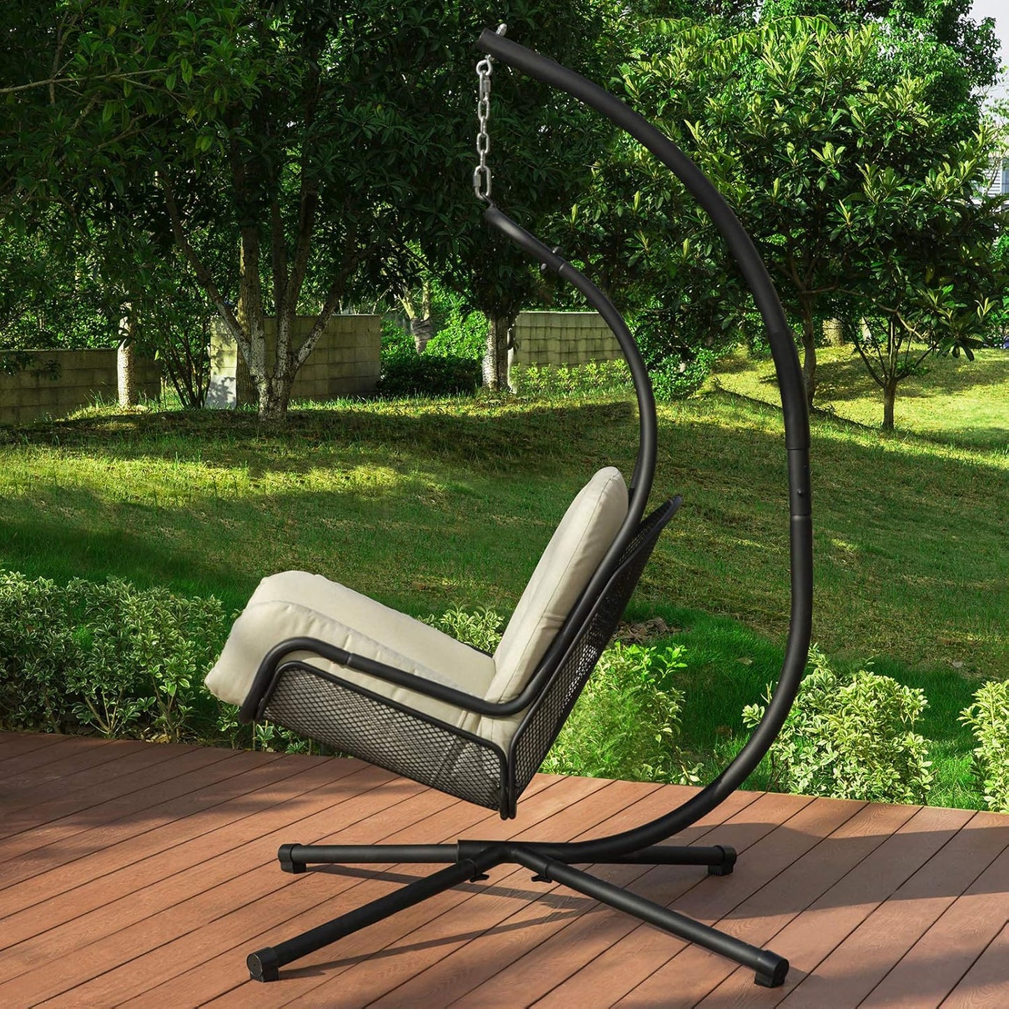 SoBuy Hangstoel incl. Frame - Max. 150 kg - 103 x 125 x 190 cm - Créme