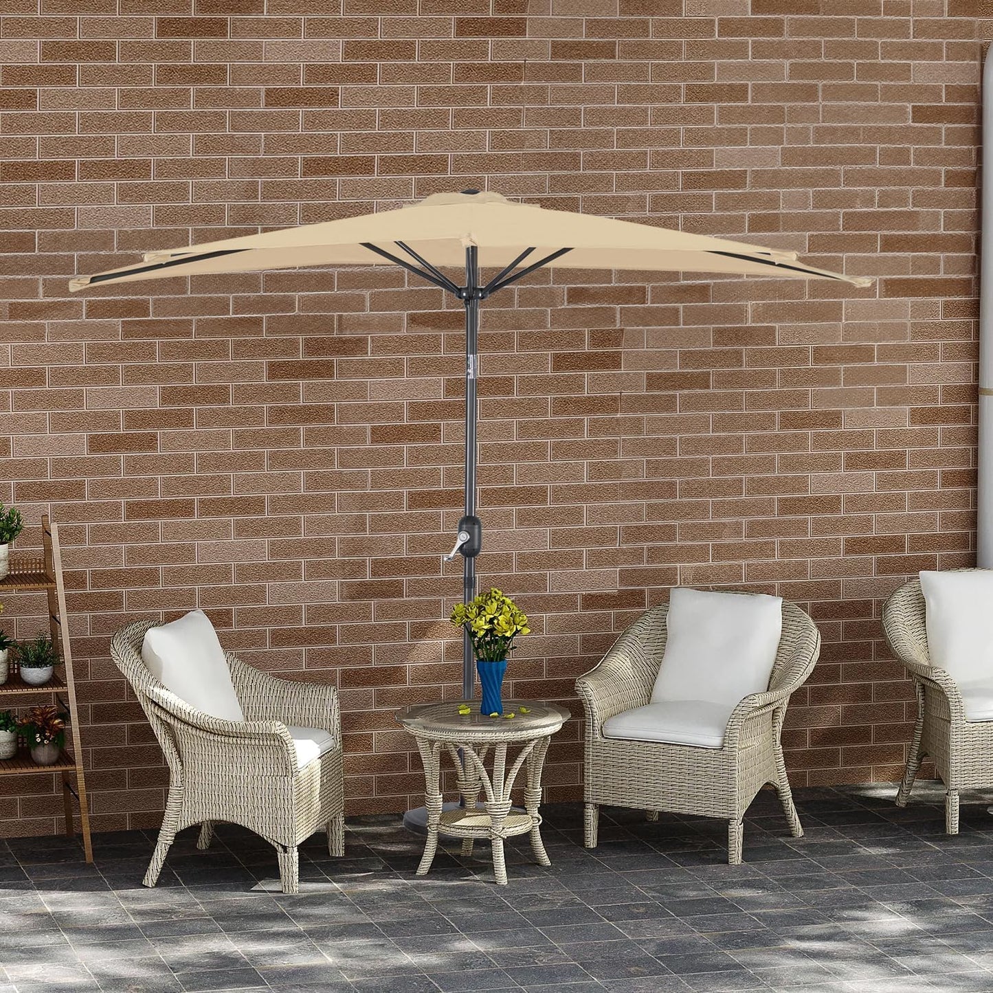 Angel Living Balkonparasol - Halfrond - 245 x 122 cm - Beige