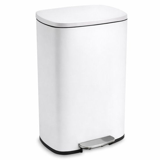 Bayt Prullenbak - Pedaalemmer 50 Liter -Prullenbak 50 Liter - Vuilnisbak 50 Liter - Prullenbak Afvalscheiding - Afvalbak- RVS - Wit